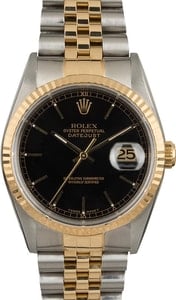 Rolex Datejust 36MM Steel & 18k Gold, Jubilee Band Black Index Dial, Rolex Box (1989)