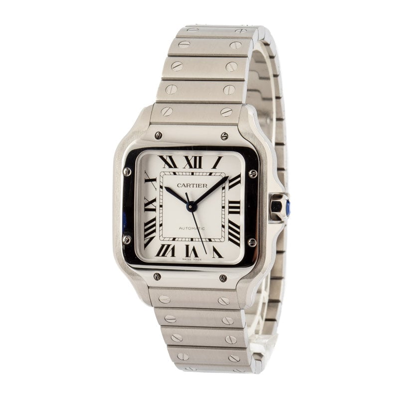 Cartier Santos Silver Roman Dial