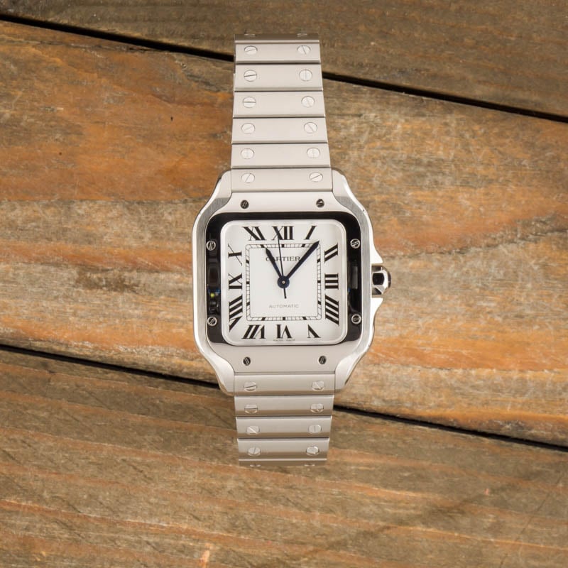 Cartier Santos Silver Roman Dial