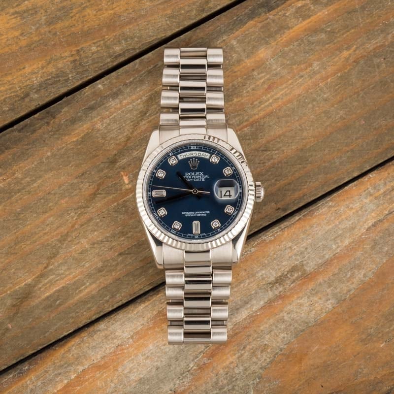 Pre-Owned Rolex President 118239 Blue Diamond Dial