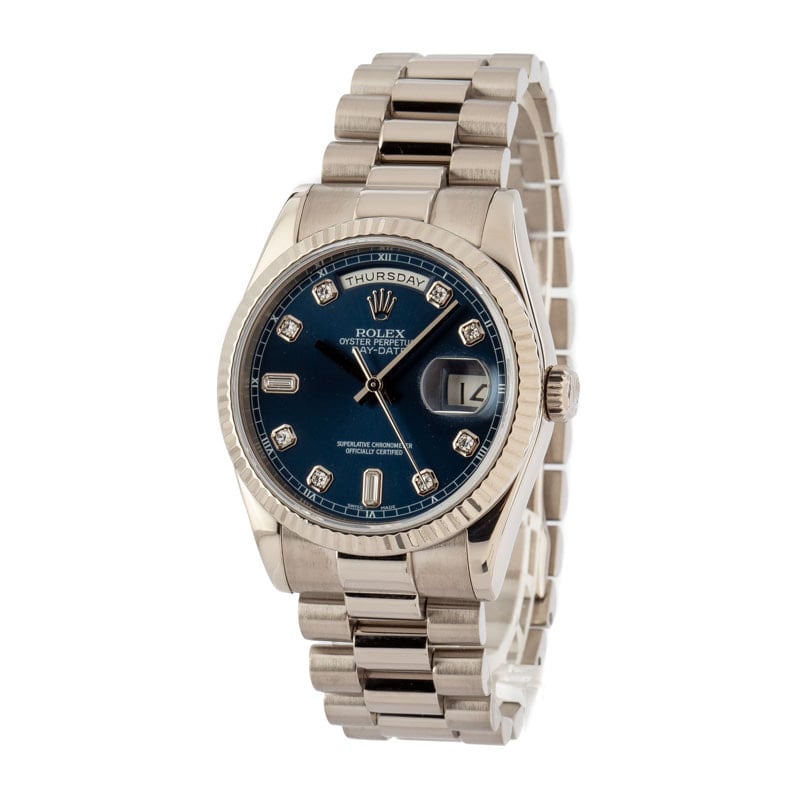 Pre-Owned Rolex President 118239 Blue Diamond Dial